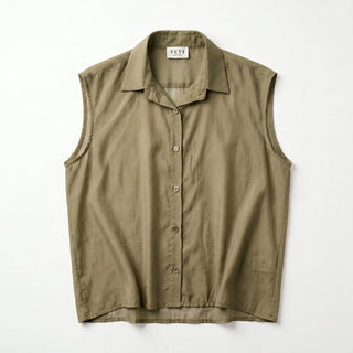 Camicia - Camicia smanicata tencell LUE482961 - Verde militare - VEVI