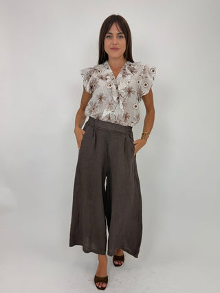 Camicia - Camicia v rouche e ricamo GFE5613 - Beige - VEVI