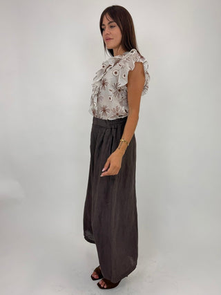 Camicia - Camicia v rouche e ricamo GFE5613 - Beige - VEVI