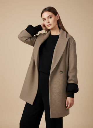 Cappotto - Cappotto corto doppio petto lana - Tortora - VEVI