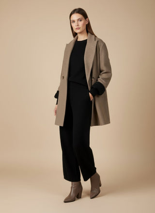 Cappotto - Cappotto corto doppio petto lana - Tortora - VEVI