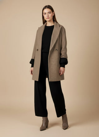 Cappotto - Cappotto corto doppio petto lana - Tortora - VEVI