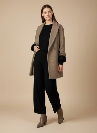 Cappotto - Cappotto corto doppio petto lana - Tortora - VEVI