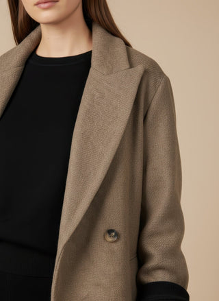 Cappotto - Cappotto corto doppio petto lana - Tortora - VEVI