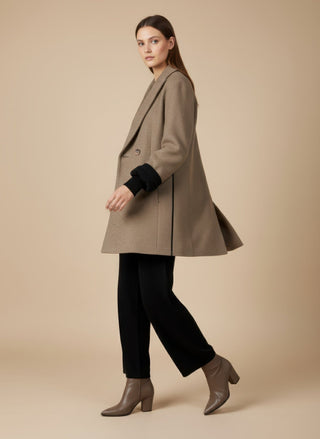 Cappotto - Cappotto corto doppio petto lana - Tortora - VEVI