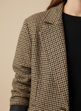 Cappotto - Cappotto corto quadri misto lana - Cammello - VEVI