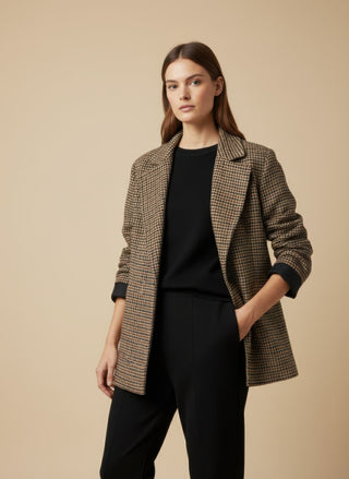 Cappotto - Cappotto corto quadri misto lana - Cammello - VEVI