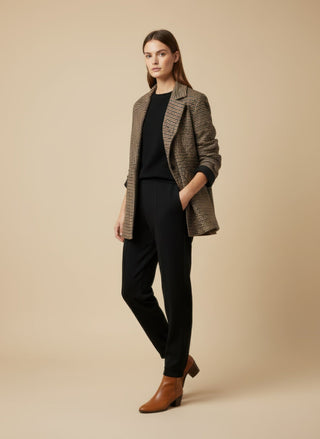 Cappotto - Cappotto corto quadri misto lana - Cammello - VEVI