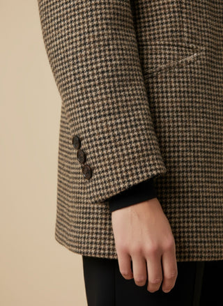 Cappotto - Cappotto corto quadri misto lana - Cammello - VEVI