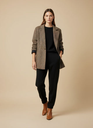 Cappotto - Cappotto corto quadri misto lana - Cammello - VEVI