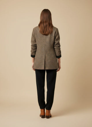 Cappotto - Cappotto corto quadri misto lana - Cammello - VEVI