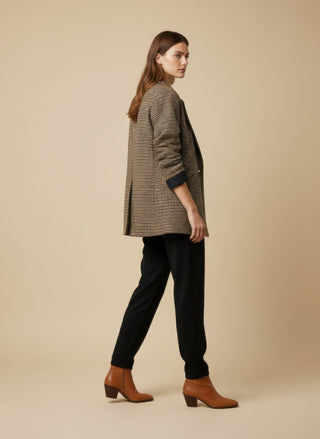 Cappotto - Cappotto corto quadri misto lana - Cammello - VEVI