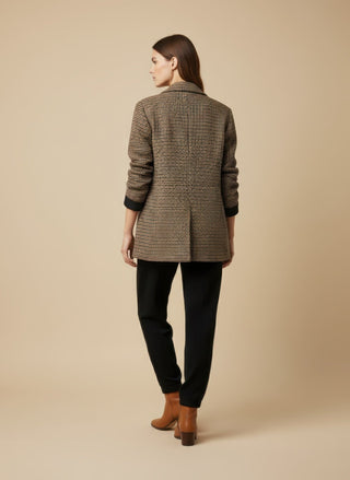 Cappotto - Cappotto corto quadri misto lana - Cammello - VEVI