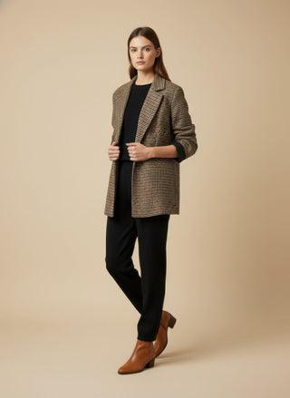 Cappotto - Cappotto corto quadri misto lana - Cammello - VEVI