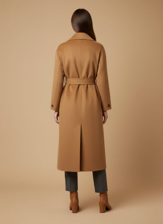 Cappotto - Cappotto doppio petto cintura lana - Cammello - vevi.it