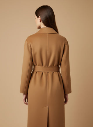 Cappotto - Cappotto doppio petto cintura lana - Cammello - vevi.it