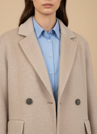 Cappotto - Cappotto doppio petto lana - Beige - vevi.it