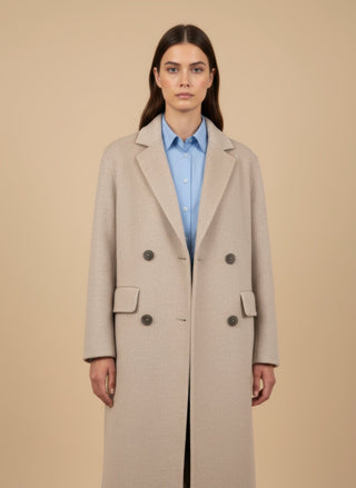 Cappotto - Cappotto doppio petto lana - Beige - vevi.it