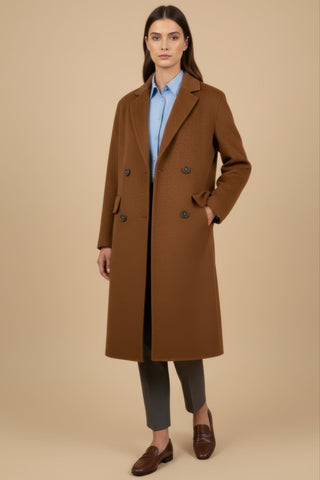 Cappotto - Cappotto doppio petto lana - Marrone - vevi.it
