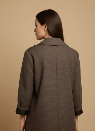 Cappotto - Cappotto trench quadri - Marrone - vevi.it