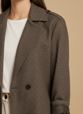 Cappotto - Cappotto trench quadri - Marrone - vevi.it