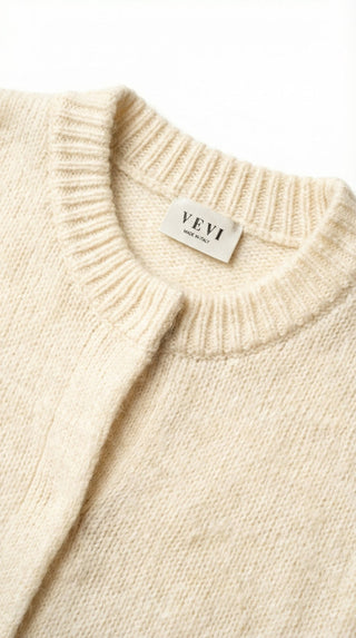 Cardigan - Cardigan aperto mohair - Burro - VEVI