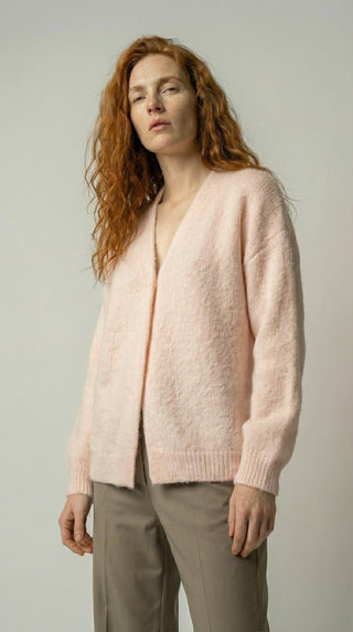 Cardigan - Cardigan aperto mohair - Burro - VEVI