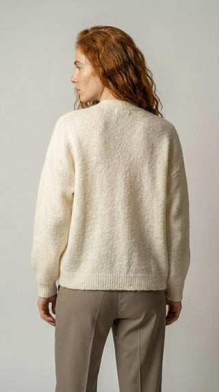 Cardigan - Cardigan aperto mohair - Burro - VEVI