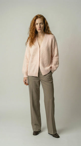 Cardigan - Cardigan aperto mohair - Burro - VEVI