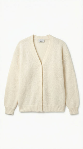 Cardigan - Cardigan aperto mohair - Burro - VEVI