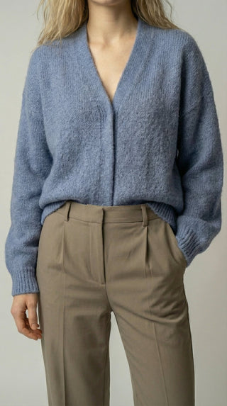 Cardigan - Cardigan aperto mohair - Cielo - VEVI