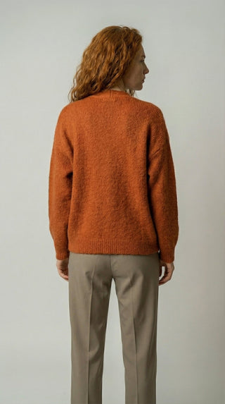 Cardigan - Cardigan aperto mohair - Mattone - VEVI