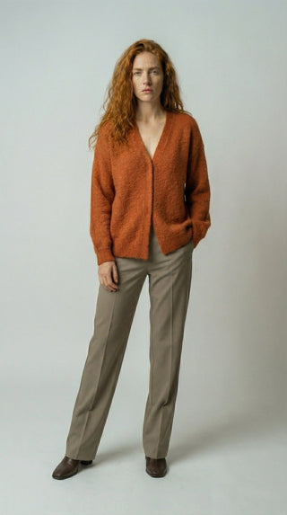 Cardigan - Cardigan aperto mohair - Mattone - VEVI