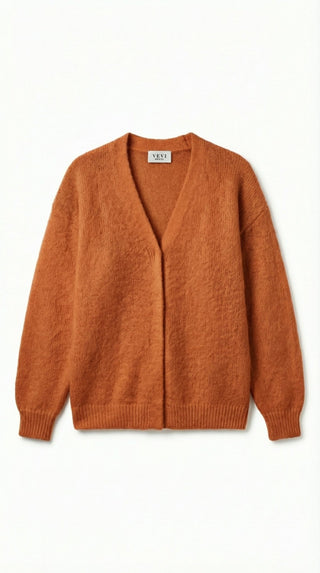 Cardigan - Cardigan aperto mohair - Mattone - VEVI