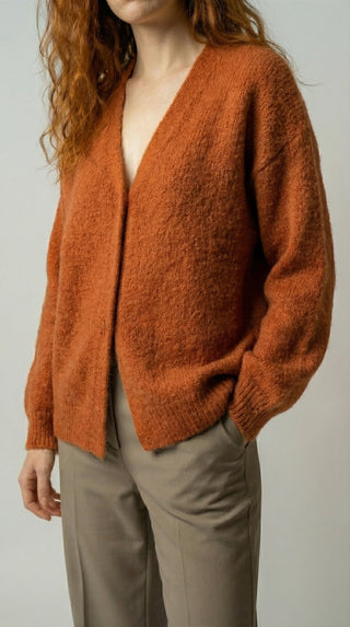Cardigan - Cardigan aperto mohair - Mattone - VEVI