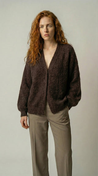 Cardigan - Cardigan aperto mohair - Moro - VEVI