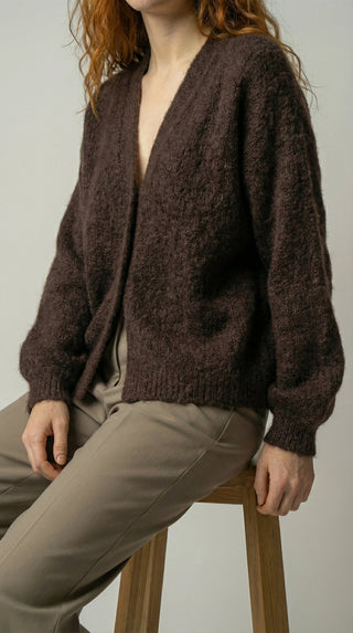 Cardigan - Cardigan aperto mohair - Moro - VEVI