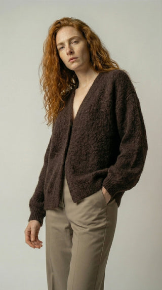 Cardigan - Cardigan aperto mohair - Moro - VEVI