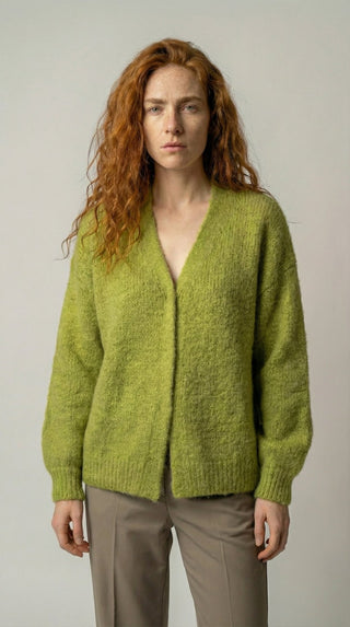 Cardigan - Cardigan aperto mohair - Olio - VEVI