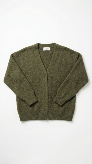 Cardigan - Cardigan aperto mohair - Verde militare - VEVI