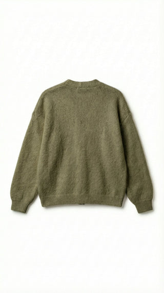 Cardigan - Cardigan aperto mohair - Verde militare - VEVI