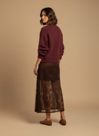Cardigan - Cardigan bomber zip mohair - Bordeaux - vevi.it