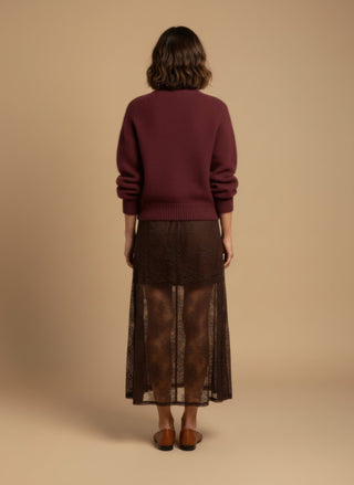 Cardigan - Cardigan bomber zip mohair - Bordeaux - vevi.it