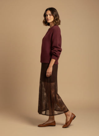 Cardigan - Cardigan bomber zip mohair - Bordeaux - vevi.it