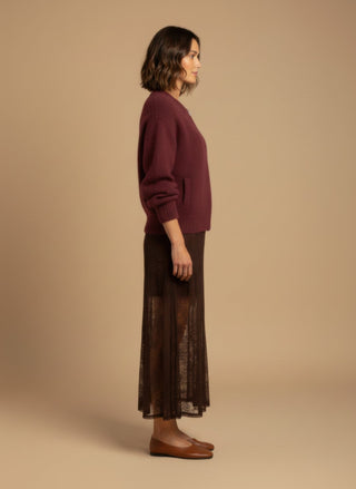 Cardigan - Cardigan bomber zip mohair - Bordeaux - vevi.it