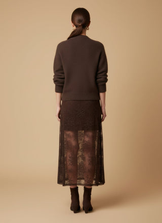 Cardigan - Cardigan bomber zip mohair - Marrone - vevi.it