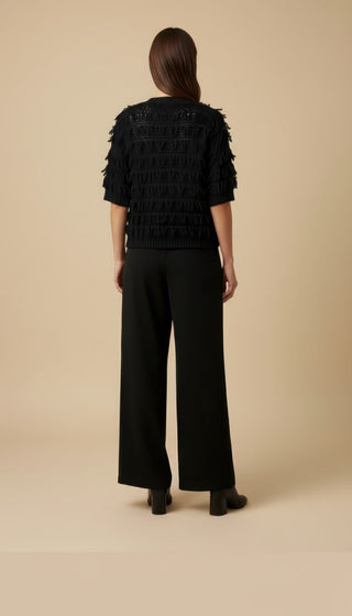 Cardigan - Cardigan Frange - Nero - VEVI