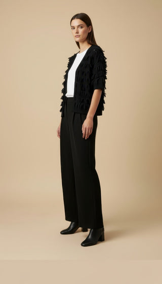 Cardigan - Cardigan Frange - Nero - VEVI
