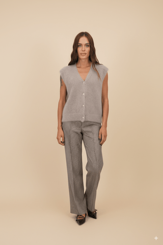 Cardigan - Cardigan gilet 80% kid mohair bott gioiello - Beige - vevi.it