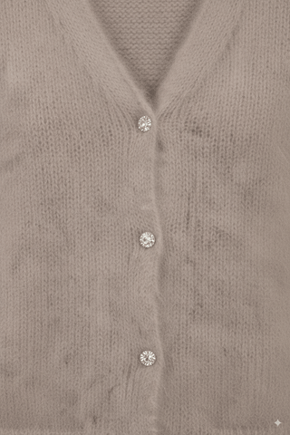 Cardigan - Cardigan gilet 80% kid mohair bott gioiello - Beige - vevi.it